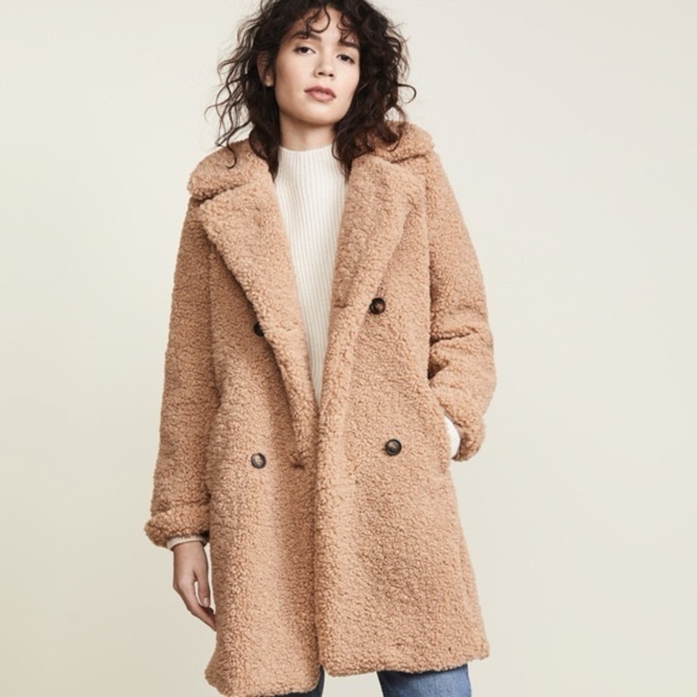 Mkt Studio Shopbop Camel Teddy Jacket Coat size FR 40